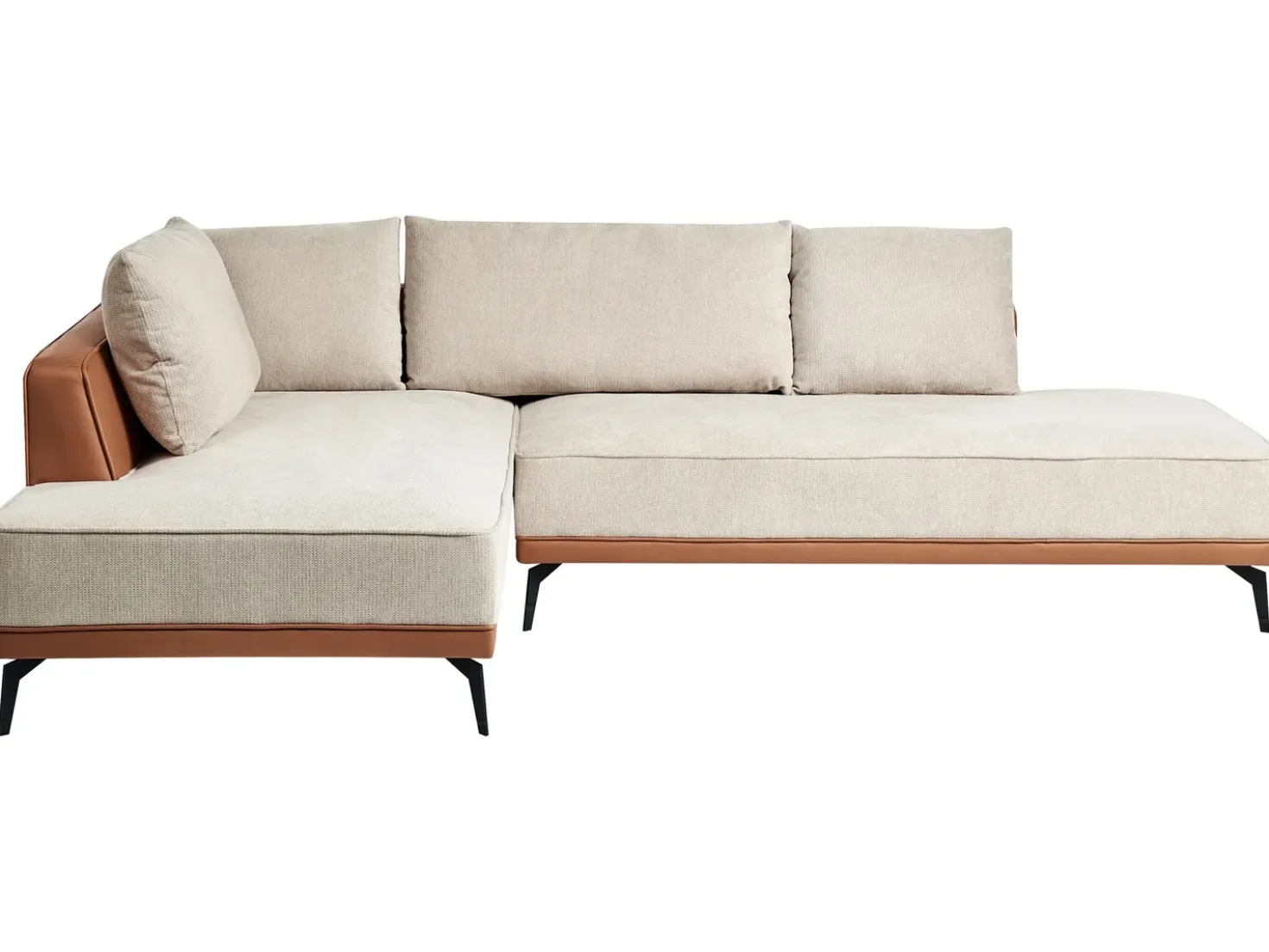 Divano angolare 3 posti MYKEN Tessuto Beige chiaro Lato destro