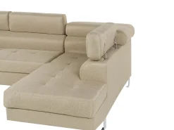 Divano angolare 5 posti NORREA Tessuto Beige chiaro Lato Sinistro
