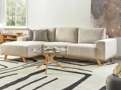 Divano angolare 3 posti NORA Tessuto Beige Lato destro