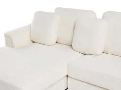 Divano angolare 5 posti OSLO Bouclé Bianco con ottomana Lato destro