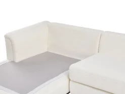 Divano angolare 5 posti OSLO Bouclé Bianco con ottomana Lato destro
