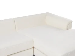 Divano angolare 5 posti OSLO Bouclé Bianco con ottomana Lato Sinistro