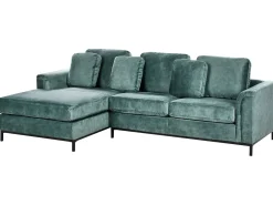 Divano angolare 4 posti OSLO Velluto Foglia di tè Lato destro