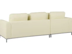 Divano angolare 5 posti OSLO Pelle naturale Beige chiaro con ottomana Lato destro
