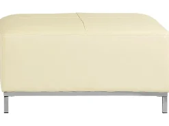 Divano angolare 5 posti OSLO Pelle naturale Beige chiaro con ottomana Lato destro
