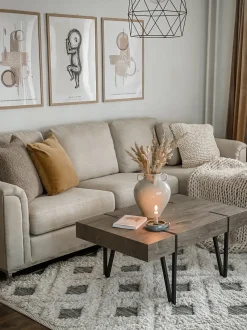 Divano angolare 4 posti OSLO Tessuto Beige Lato Sinistro
