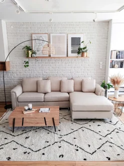 Divano angolare 4 posti OSLO Tessuto Beige Lato Sinistro