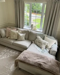 Divano angolare 4 posti OSLO Tessuto Beige Lato Sinistro