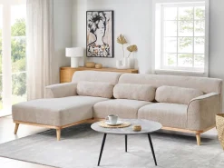 Divano angolare 3 posti SIMOS Ciniglia Beige Lato destro