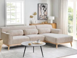 Divano angolare 3 posti SIMOS Ciniglia Beige Lato Sinistro