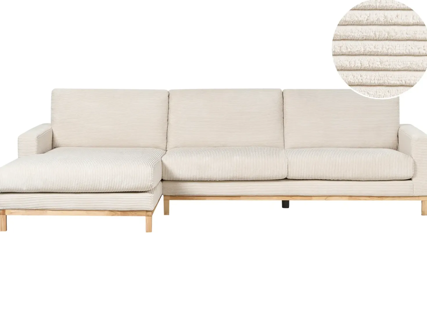Divano angolare 4 posti SIGGARD II Velluto a coste Beige chiaro Lato destro
