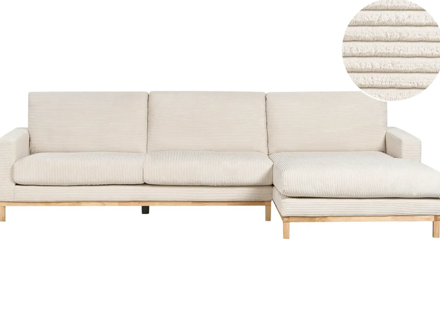 Divano angolare 4 posti SIGGARD Velluto a coste Beige chiaro Lato Sinistro