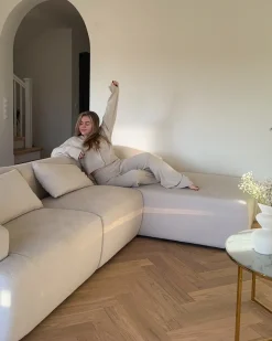 Divano angolare 3 posti SVANSELE Tessuto Beige chiaro Lato Sinistro