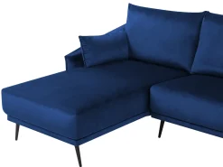 Divano angolare 3 posti VARDE Velluto Blu marino LED Lato destro