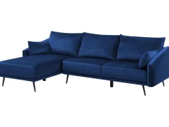 Divano angolare 3 posti VARDE Velluto Blu marino LED Lato destro