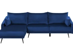 Divano angolare 3 posti VARDE Velluto Blu marino LED Lato destro