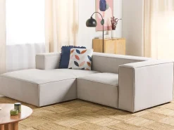 Divano angolare 2 posti VERNON Tessuto Beige chiaro Lato destro