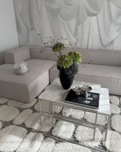 Divano angolare 3 posti VERNON Tessuto Beige chiaro Lato destro