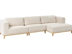 Divano angolare 5 posti VENG Velluto a coste Beige chiaro Lato Sinistro