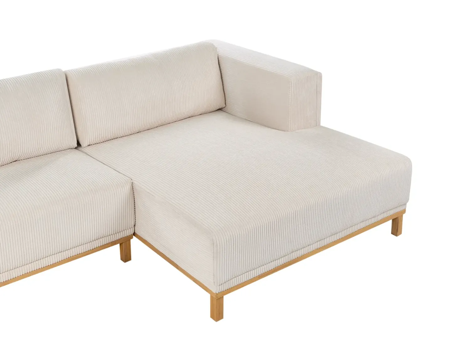 Divano angolare 5 posti VENG Velluto a coste Beige chiaro Lato Sinistro