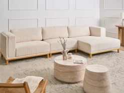 Divano angolare 5 posti VENG Velluto a coste Beige chiaro Lato Sinistro