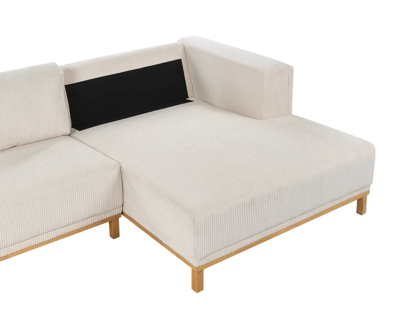 Divano angolare 5 posti VENG Velluto a coste Beige chiaro Lato Sinistro