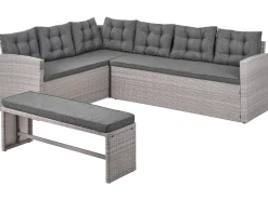 Divano angolare da giardino 8 posti VITERBO Rattan sintetico (PE) Grigio