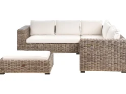 Divano angolare da giardino con pouf 5 posti RINELLA Rattan Grigio
