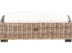 Divano angolare da giardino con pouf 5 posti RINELLA Rattan Grigio