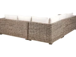 Divano angolare da giardino con pouf 5 posti RINELLA Rattan Grigio