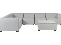 Divano angolare da giardino con pouf 7 posti AREZZO Lato Sinistro Modulare Grigio chiaro
