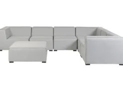 Divano angolare da giardino con pouf 7 posti AREZZO Lato Sinistro Modulare Grigio chiaro