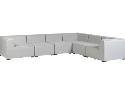 Divano angolare da giardino con pouf 7 posti AREZZO Lato Sinistro Modulare Grigio chiaro