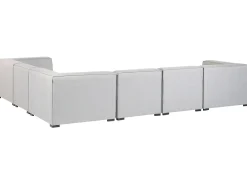 Divano angolare da giardino con pouf 7 posti AREZZO Lato Sinistro Modulare Grigio chiaro
