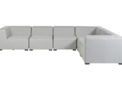 Divano angolare da giardino con pouf 7 posti AREZZO Lato Sinistro Modulare Grigio chiaro