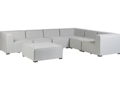 Divano angolare da giardino con pouf 7 posti AREZZO Lato Sinistro Modulare Grigio chiaro