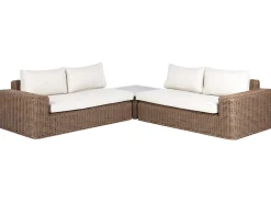 Divano angolare da giardino con pouf 6 posti PALERMO Modulare Rattan sintetico (PE) Marrone