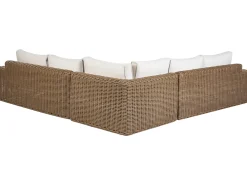 Divano angolare da giardino con pouf 6 posti PALERMO Modulare Rattan sintetico (PE) Marrone