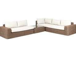 Divano angolare da giardino con pouf 6 posti PALERMO Modulare Rattan sintetico (PE) Marrone