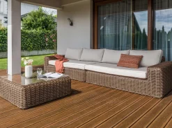 Divano angolare da giardino con pouf 6 posti PALERMO Modulare Rattan sintetico (PE) Marrone