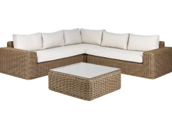 Divano angolare da giardino con pouf 6 posti PALERMO Modulare Rattan sintetico (PE) Marrone