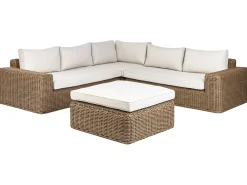 Divano angolare da giardino con pouf 6 posti PALERMO Modulare Rattan sintetico (PE) Marrone