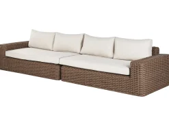 Divano angolare da giardino con pouf 6 posti PALERMO Modulare Rattan sintetico (PE) Marrone