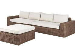 Divano angolare da giardino con pouf 6 posti PALERMO Modulare Rattan sintetico (PE) Marrone