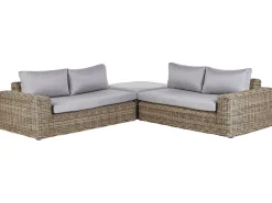 Divano angolare da giardino con pouf 6 posti PALERMO Modulare Rattan sintetico (PE) Marrone chiaro
