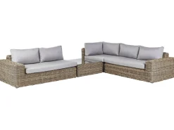Divano angolare da giardino con pouf 6 posti PALERMO Modulare Rattan sintetico (PE) Marrone chiaro