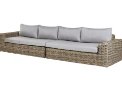 Divano angolare da giardino con pouf 6 posti PALERMO Modulare Rattan sintetico (PE) Marrone chiaro