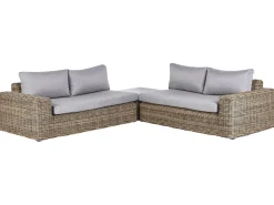 Divano angolare da giardino con pouf 6 posti PALERMO Modulare Rattan sintetico (PE) Marrone chiaro