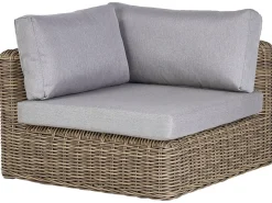 Divano angolare da giardino con pouf 6 posti PALERMO Modulare Rattan sintetico (PE) Marrone chiaro