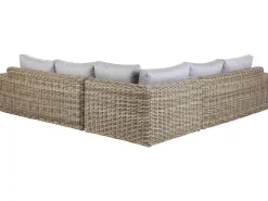 Divano angolare da giardino con pouf 6 posti PALERMO Modulare Rattan sintetico (PE) Marrone chiaro